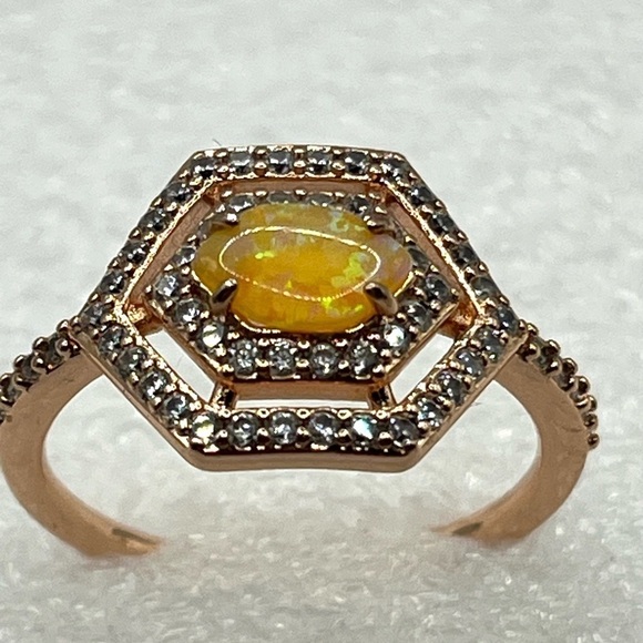 OCTOBER Ring Bomb Party, Size 9 RBP5499 Rose Gold Plated Yellow Opal - Picture 6 of 8